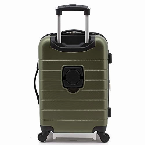 Wrangler Smart Luggage Set with Cup Holder and USB Port, Olive Green, 20-Inch Carry-On