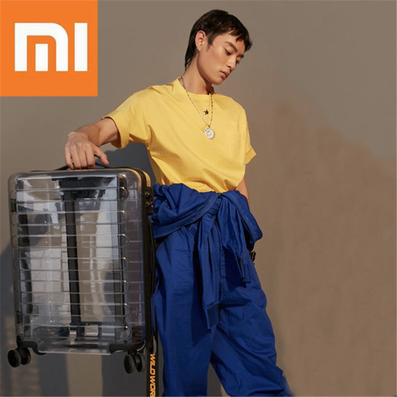 Xiaomi 90 Fun 20 Inch Seven Bar Transparent Suitcase Tsa Lock Carry On Luggage Case Wheels