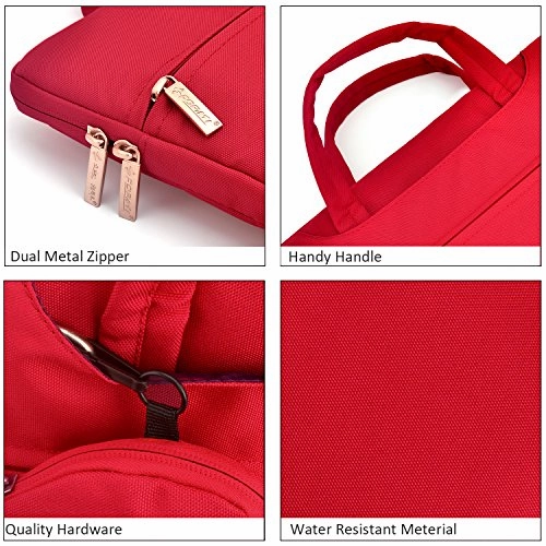YOUPECK Water Repellent 11-11.6 Inch Laptop Shoulder Bag Compatible MacBook Air 11 12, Surface Pro, Sumsung Tab Polyester Protective Messenger Briefcase Men Women Carrying Handbag Sleeve Case, Red
