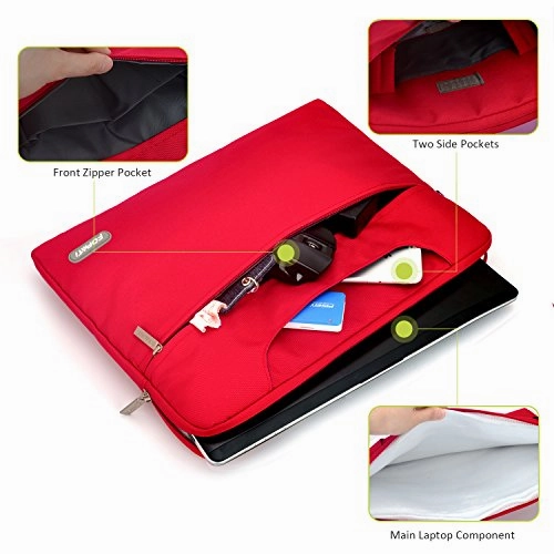 YOUPECK Water Repellent 11-11.6 Inch Laptop Shoulder Bag Compatible MacBook Air 11 12, Surface Pro, Sumsung Tab Polyester Protective Messenger Briefcase Men Women Carrying Handbag Sleeve Case, Red
