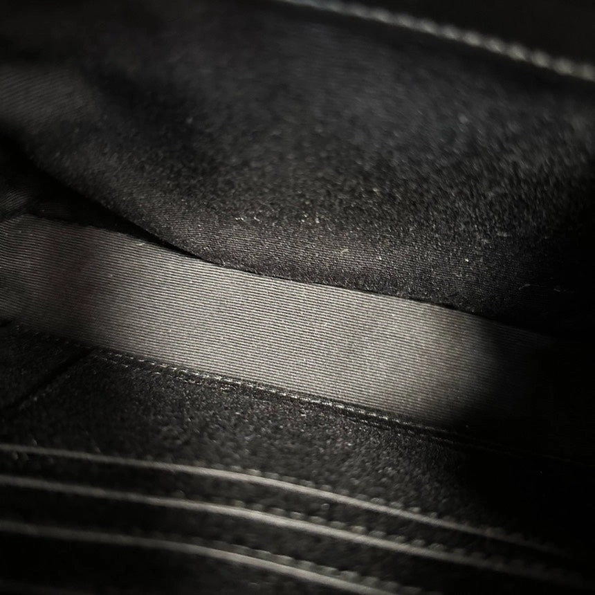 YSL Black Silver Lamb Wool Envelope Crossbody Bag