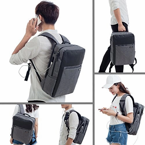 Yuanye Business Water Repellent Nylon Laptop Backpack With Usb Charging Port And Lock Fits 15.6