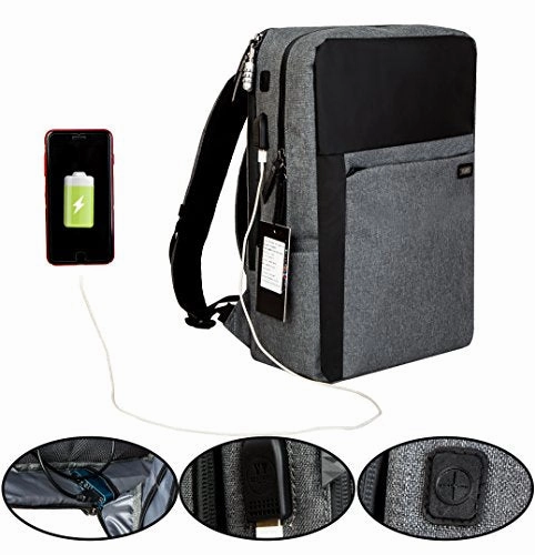 Yuanye Business Water Repellent Nylon Laptop Backpack With Usb Charging Port And Lock Fits 15.6