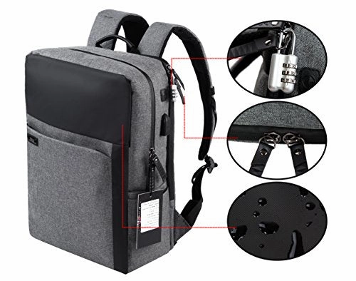 Yuanye Business Water Repellent Nylon Laptop Backpack With Usb Charging Port And Lock Fits 15.6