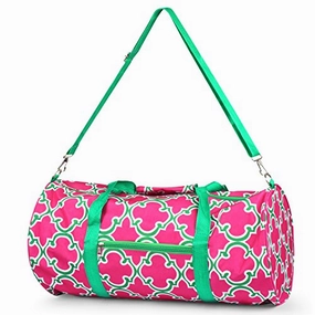 Zodaca Classic Style Duffel Travel Bag, Pink Quatrefoil