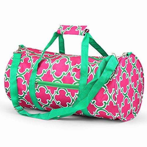 Zodaca Classic Style Duffel Travel Bag, Pink Quatrefoil